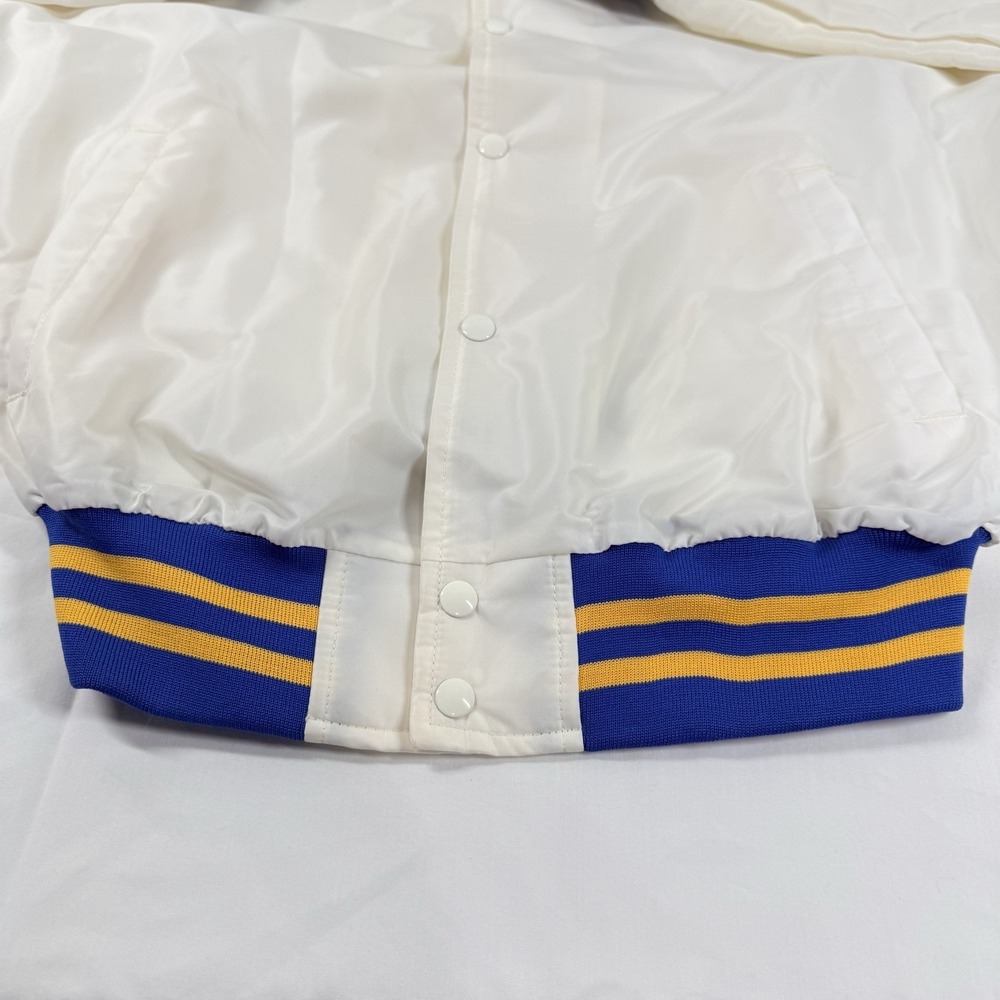 Vintage UCLA Satin Jacket MVP White Snap USA Mens‎ XL Bomber Embroidered 70s 80s - Picture 10 of 16